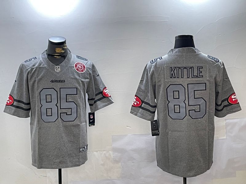 Men San Francisco 49ers #85 Kittle Grey Throwback 2024 Nike Limited NFL Jersey style 4